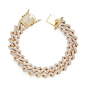 Bracelet de luxe plaqué or 18 carats avec diamants ronds taille brillant cultivés en laboratoire, unisexe, pour un usage quotidien - Product Image 1