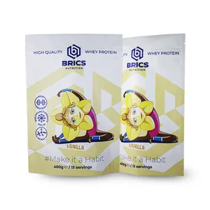 Factory Wholesale Custom Mylar Aluminium Foil Stand Up Pouch Moringa Chocolate Flavored Milk Tea Powder Bag