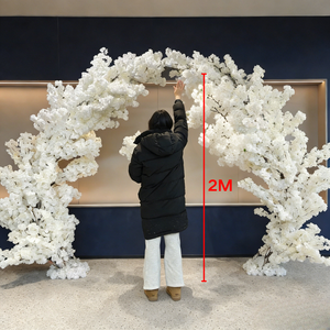 قوس أزهار الكرز الصناعي عالي الجودة قوس أزهار الكرز الأبيض والأحمر والوردي قوس زهرة شجرة 3 متر للديكور خلفية لمدخل الزفاف - Product Image 2