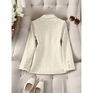White Long Sleeve Blazer Women Pearl Button Suit Set <b>UK</b> 8-18 Middle Aged Elderly - Product Image 2