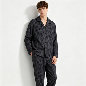<b>Men's</b> 100% Cotton <b>Pajamas</b> Suit Red Long Sleeve Trousers Breathable Home Wear for Spring Autumn Loungewear <b>Set</b> for Adult Homewear - Product Image 5