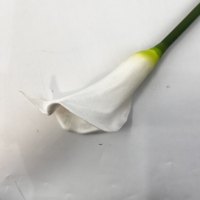 Bunga Calla Lily PU Real Touch Tangkai Tunggal untuk Dekorasi Acara Pesta, Buket Calla Lily dengan Vas Putih Gading