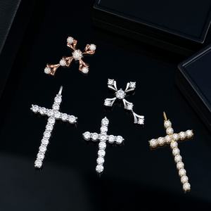 Bijoux fins en argent 925, bijoux en diamant moissanite, pendentifs croix, colliers, couleur or blanc/or/or rose, bijoux tendance - Product Image 6