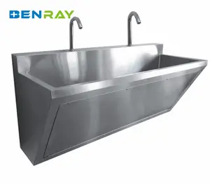 Lavabo de mano de acero inoxidable para 4 personas, lavabo montado en la pared, nuevo