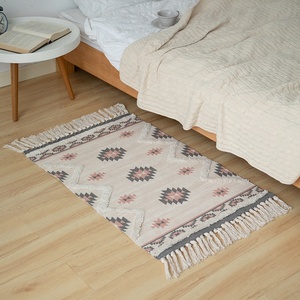 Alfombra de área con mechones de diseñador de estilo marroquí, decoración del hogar, alfombrilla con estampado de diamantes con borla para sala de estar - Product Image 2