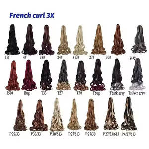 Extensiones <span class=keywords><strong>de</strong></span> Cabello Sintético Yaki <span class=keywords><strong>de</strong></span> 22 Pulgadas, 3 Paquetes, Rizo Francés Colorido, Trama Única, Rizo en Espiral, Ondulado, Sedoso y Lujoso - Product Image 5