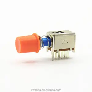 2p2t 6 pin push switch orange sleeve blue knob 250gf horizontal lock push switch