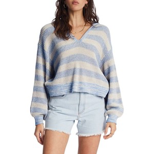 Phụ Nữ V-Cổ Áo Thun Len Đan Áo Len Với Áo Sọc Thiết Kế Cho Phụ Nữ Mùa Thu Mùa - Product Image 2