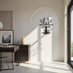 งานศิลปะตกแต่งผนังรูปกางเขนโลหะ - ศิลปะตกแต่งผนังรูปพระเยซูพร้อมต้นไม้แห่งชีวิต ของตกแต่งคริสเตียนรูปกางเขนสำหรับห้องนั่งเล่น ห้องนอน โบสถ์ และตกแต่งบ้าน - Product Image 4