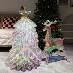 Ballon Arbre de Noël Gonflable en Cristal, Grand Modèle 3D Empilé, Design Holographique en Feuille Métallisée, Décoration de Fêtes - Product Image 1