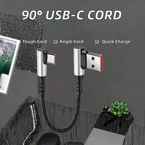 Cordon à Angle Droit PD 65W 90 USB-C à USB-C Charge Rapide pour Téléphone Portable Ordinateur Gaming Power Banks Câble de Charge <span class=keywords><strong>Court</strong></span> - Product Image 2