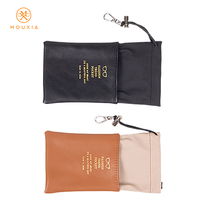 Pochette à cordon double couche en PU et nylon pour lunettes avec clip à crochet métallique, 2 couleurs, service de logo personnalisé en relief