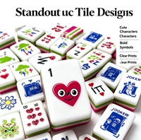 Ensemble de Mahjong de Luxe en Acrylique Bestseller avec Tuiles de Mahjong Roses Gravées pour Soirée de Mahjong
