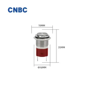 Interrupteur avec bouton-poussoir en acier inoxydable, étanche, verrouillage automatique, non éclairé, 16mm, 10a, IP67, haute intensité, 1no