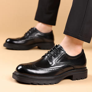 Zapatos Formales de Negocios para Hombre, de Cuero Genuino, con Punta, Decoraciones Grabadas, Antideslizantes, Estilo Boda, Británicos, de Suela Gruesa, Modernos - Product Image 3