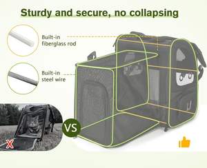 Échantillon gratuit : Sac de transport pour chat avec étiquette d'identification, approuvé par les compagnies aériennes (TSA), sac de transport souple et pliable pour animaux de compagnie, pliable - Product Image 4