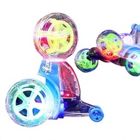 Voiture RC à cascades avec cockpit transparent, roues lumineuses LED, retournement à 360°, mini jouet de course, cadeau pour enfants, anniversaire, Noël