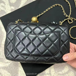 Hot Sale Luxo das Mulheres Saco De Couro Genuíno 23C24K Bola De Ouro Grande Mini Marca Cadeia De Diamante Moda Ombro Portátil Senhoras - Product Image 5