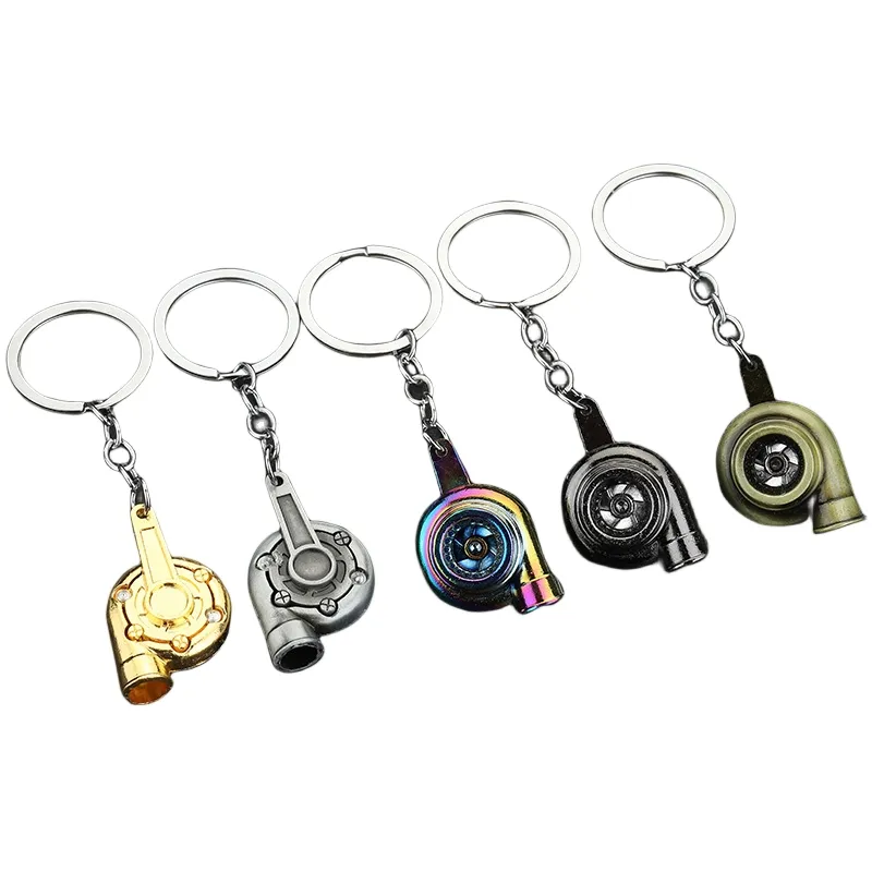 Toptan Mini komik 3D Turbo araba parçaları Metal tekerlek Hub çantası Spinner anahtarlıklar aksesuarları için toplu özel anahtar etiketi araba