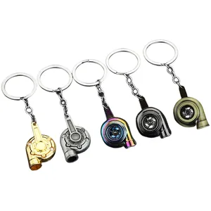 Venta al por mayor Mini divertido 3D Turbo piezas de coche cubo de rueda de Metal bolsa Spinner llaveros accesorios personalizados a granel para etiqueta de llave de coche