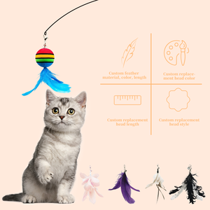 Sheng feng Saugnapf Sauger Stahldraht Wechselbarer Ersatz Zwei Verwendungen Self Play Feather Interaktiver Plüsch Katzen spielzeug Zauberstab - Product Image 3