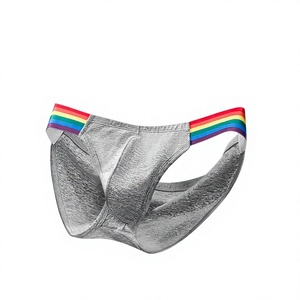 Men's Gray Knitted Anti-Bacterial Boxer Briefs Rainbow Waistband Mid-Rise Breathable Spandex Underwear Made in Bangladesh - Product Image 5