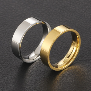 Người Đàn Ông Và Phụ Nữ Của Thép Không Gỉ Đơn Giản Vài Vòng Vàng Bóng Mạ Đồ Trang Sức Cưới Quà Tặng - Product Image 3