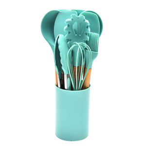 11-Pcs <strong>Wooden</strong> Handles Spoon Shovel <strong>Kitchen</strong> <strong>Accessories</strong> Cooking <strong>and</strong> Baking Tools Set Silicone <strong>Kitchen</strong> Utensils Sets With Hook - Product Image 5