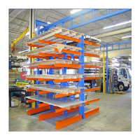Système d'étagères cantilever robuste en acier Q235 à 3 niveaux, réglable, avec revêtement électrostatique en poudre pour protection contre la corrosion