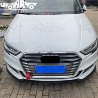 HS Auto Refit Pièces ABS Plastique Fibre De Carbone Look Pare-chocs De Voiture 3 Pièces Lèvre Avant pour Audi A3 8V S-line S3 Hatchback 2017 - 2020