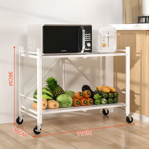 Wire Floor-Standing Multi-functional Modern Kitchen <b>Storage</b> Rack Double-Tier Foldable Design Easy Assembly Durable Portable - Product Image 2
