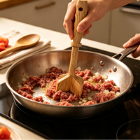 Hachoir à viande en bois d'hévéa, outil de cuisine ergonomique en bois, résistant à la chaleur pour la préparation de hamburgers, de bœuf, de pommes de terre et de dinde