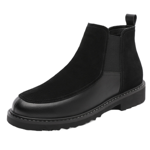 Bottes d'hiver en cuir pour hommes, <span class=keywords><strong>style</strong></span> <span class=keywords><strong>anglais</strong></span>, avec doublure en fourrure, tendance, toutes occasions. - Product Image 1