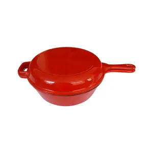 27厘米热卖红色搪瓷荷兰烤箱，带煎锅盖