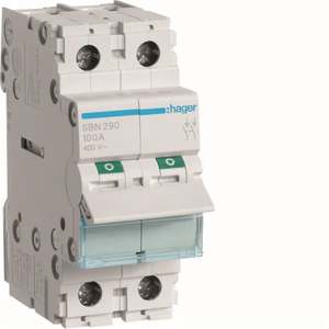 SBN290 Personalizzabile con interruttore non automatico Hager 2P 100A 400V AC 2 moduli DIN - Product Image 1