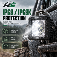 HSSH Phare de travail LED RGB 30W 2 pouces avec interrupteur filaire, faisceau spot, pour conduite tout-terrain, ATV, UTV, moto