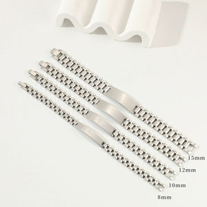 Fashion <b>Men</b> <b>Stainless</b> <b>Steel</b> Jewelry Blank <b>Bracelet</b> with Custom logo Watchstrap Hand Chain <b>Bracelet</b> - Product Image 2