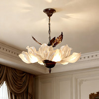 Lustre moderne français carré à hauteur réglable en forme de pétale de fleur, luminaire décoratif pour hall, salon, salle à manger, villa, E14
