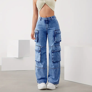 Jeans de Mezclilla Personalizados para Mujer, Corte Regular, Cintura Alta, Pierna Recta, Algodón Puro, Transpirables, para Trabajo - Product Image 1