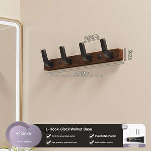 Porte-manteau mural en <span class=keywords><strong>bois</strong></span> massif de noyer de haute qualité pour entrée, couloir, salon, hôtel - Product Image 5