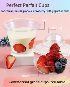 Botogift 50 Bộ Dùng Một Lần <span class=keywords><strong>9</strong></span> Oz Rõ Ràng Nhựa Cup Dome Có Nắp Đậy Không Có Lỗ Chèn Parfait Sữa Chua Đá Đồ Uống Không Có Rò Rỉ 90Mm - Product Image 4