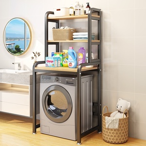 Étagère de rangement pour salle de bain pour bébé à 3 niveaux, comptoir <span class=keywords><strong>en</strong></span> métal et <span class=keywords><strong>en</strong></span> <span class=keywords><strong>bois</strong></span>, organisateur de jouets, support pour machine à laver, étagère de rangement pour toilettes - Product Image 4