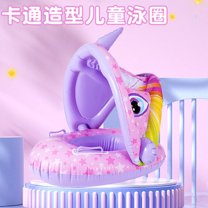Flotador Inflable de Unicornio 73x64cm para Niños, Juguete Acuático con Asa y Diseño de Dibujos Animados - Product Image 3