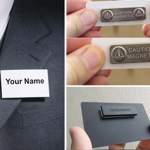 Custom Plate Stainless Steel Blank Metal Sublimation Magnet Name Clip <strong>Button</strong> <strong>Badge</strong> Engrave Employee Magnetic Name <strong>Badge</strong> Holders - Product Image 3