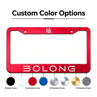 BOLONG Cadre de plaque d'immatriculation en plastique ABS standard américain à 2 trous, plusieurs couleurs disponibles, logo personnalisé, support de plaque d'immatriculation de voiture américaine