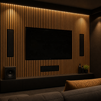 Panneau acoustique en bois de chêne WYRAX avec lattes en bois et feutre noir pour salle de réunion, absorption acoustique