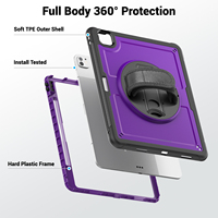 Étui robuste avec sangle de maintien rotative à 360 degrés pour tablette iPad Pro 13 pouces M5 2025 8e génération en TPE et PC