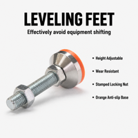 Pieds de nivellement réglables D60*M20*L100 en acier au carbone zingué M20 avec base en caoutchouc PVC durable