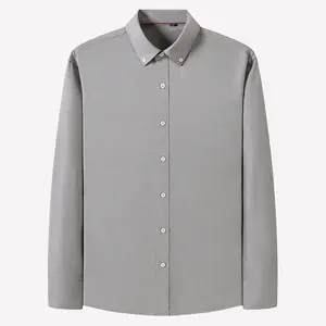 2024 Customized DP Non Iron Oxford Men's Long Sleeve Business Casual Shirt Business Workwear meetings White Shirt