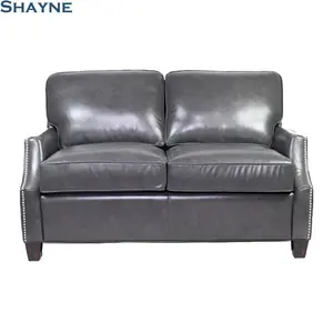 Shayne Global Export Expertise-asiento para sala de estar de estilo americano ODM, acero de revelación gris, cuero genuino personalizado - Product Image 1